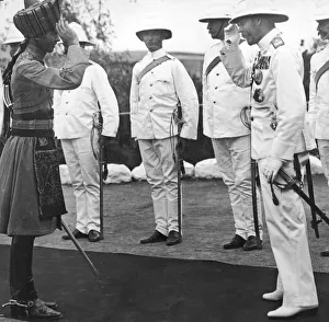 Turban Prints: King George V returning the salute of an Indian Officer at Aden