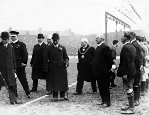 King George V visits Hyde Road Stadium to watch Manchester City v Liverpool