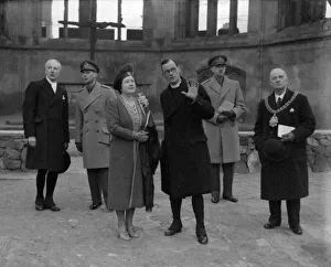Royal Visit Prints: King George VI and Queen Elizabeth inspecting the ruins of Coventry Cathedral