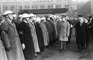 King George VI tours the bomb shattered areas of Birmingham following the city suffering