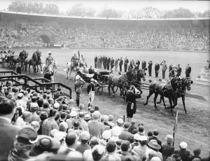 00386 Prints: King Gustaf VI of Sweden and Queen Elizabeth II seen here arriving at the Olympic Stadium