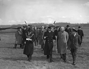 King Haakon of Norway during a visit to an un-named Midlands aircraft factory