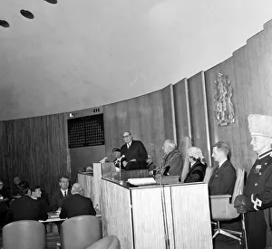 King Olav V of Norway officially opens the new Civic Centre in Newcastle