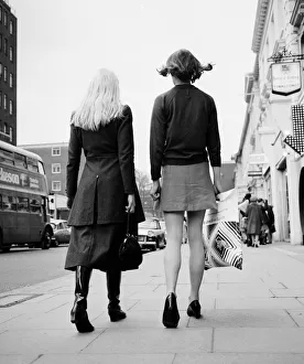 Kings Road, Chelsea. Fashion battlefield with a showdown between the Midi skirt