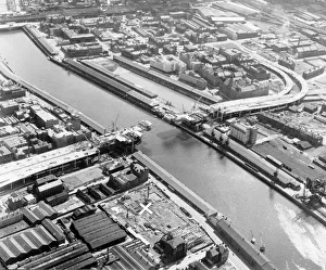 River Prints: Kingston Bridge Glasgow under construction July 1969 Gap in span over River Clyde