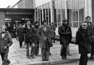 Factories Prints: Kirkby Manufacturing and Engineering workers cooperative, members leaving meeting