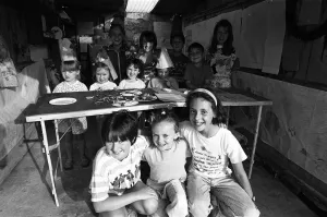 Three Kirkheaton girls added to the holiday fun of other youngsters when they organised