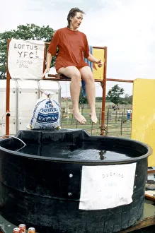 County Prints: Kirkleatham agricultural Show. Kerry Jones of Loftus Young Farmers on the ducking stool