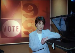 Kirsty Wark - TV Presenter - in Vote 99 studio at BBC in Glasgow May 1999