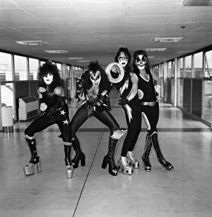 Only Young Men Prints: Kiss, the spectacular and colourful American rock group arrived in Britain