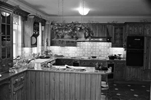 Kitchen in a show house of Dulwich Gate'. Prime Minister Margaret Thatcher