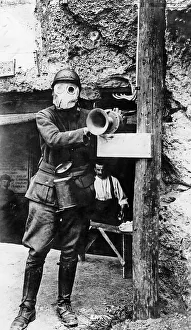 Core18 Prints: A Klaxon horn which warns against gas attacks on French trenches during World War One