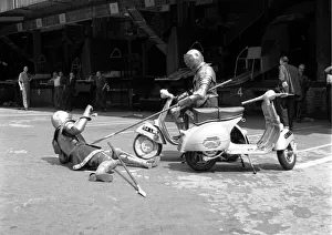 Knights of the road Ray Cart and Anthony Bassadome members of the Vespa club seen