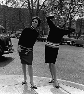 Matching Prints: Knitwear Fashion by Remploy 1964 Two female models wearing similar dresses standing