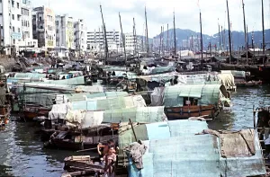 Houseboat Prints: Kowloon Hong Kong general view of sampans forming floating population