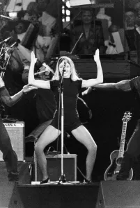 Kylie Minogue dancing during her song at the John Lennon Memorial concert