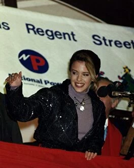Images Dated 1st December 1989: Kylie Minogue Pop Singer before switching on Christmas Lights in Regent Street