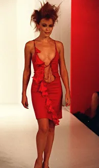 Kylie Minogue Singer Actress Model on the Cat Walk at the London Fashion Show parading in
