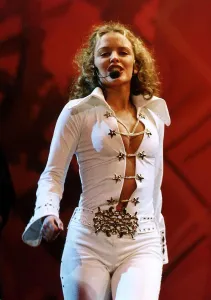 Kylie Minogue Singer Actress on stage performing at Smash Hits Olympia
