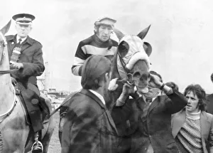 L Escargot and Jockey Tommy Carberry after winning from Red Rum in the 1975 Grand