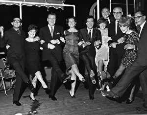 L to R Lional Bart Mrs Hinds Eamonn Andrews Duchess of Bedford Lionel Blair Cilla