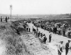 Somme Prints: Labour Battalion repairing a road near Mametz over recently captured ground, August 1916