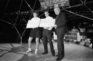 Labour Deputy Leader Roy Hattersley dances the Lambada with champion Jane Mytton