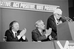 Public Speaking Prints: Labour leader Michael Foot speaking during the general election in Bradford