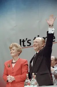 General Election Prints: Labour Leader Neil Kinnock campaigns alongside his wife Glenys ahead of the 1992 General