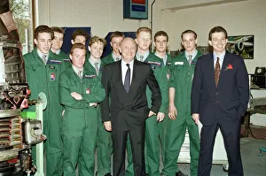 01393 Prints: Labour leader Neil Kinnock visits the British Airways training centre at Heathrow Airport