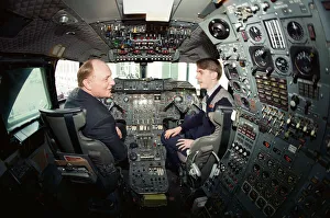 01393 Prints: Labour leader Neil Kinnock visits the British Airways training centre at Heathrow Airport