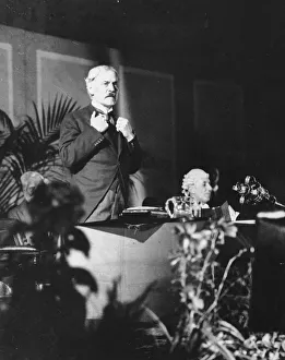 00448 Prints: Labour Leader and Prime Minister Ramsay MacDonald speaking at Leicester after receiving