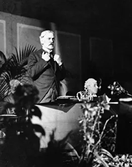 00448 Prints: Labour Leader and Prime Minister Ramsay MacDonald speaking at Leicester after receiving