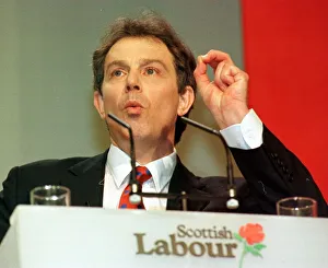 Labour leader Tony Blair addressing the Scottish Labour Conference in Inverness. 1990s