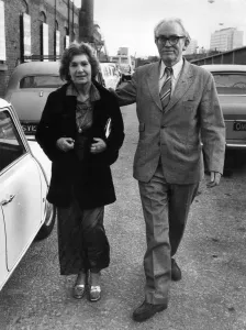 Election Prints: Labour M. P. Michael Foot with his wife Jill arriving at the Mermaid Theatre London