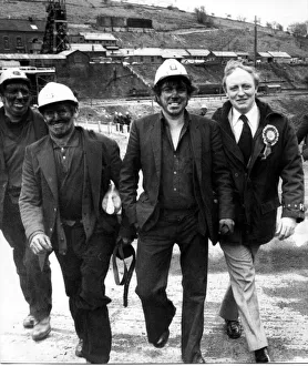 00191 Prints: Labour MP, Neil Kinnock pictured electioneering in Bedwellty with local miners - April