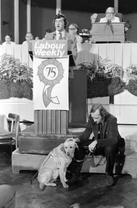 Blind Prints: Labour party activist David Blunkett seen here addressing the 1975 Party Conference in