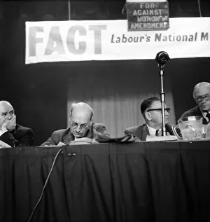 00041 Prints: Labour Party Conference 1953: Attlee Dozes during debate (or doodles)
