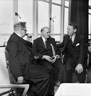 Conversation Prints: Labour Party Conference 1953: Herbert Morrison and Sam Watson seen here with Hugh