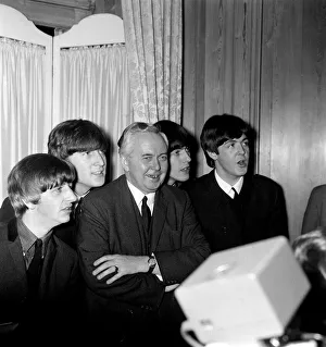 Labour Party Leader Harold Wilson with The Beatles left to right: Ringo Starr