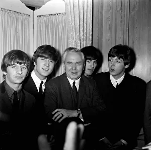 Labour Party Leader Harold Wilson with The Beatles left to right: Ringo Starr