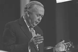 Hand Prints: The Labour Prime Minister Harold Wilson addresses delegates at the 1975 Labour Party