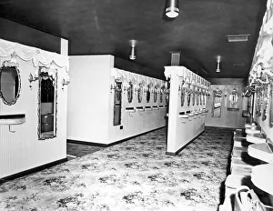 The ladies powder room at the Lacarno Ballroom in Coventry / Each mirror has a bracket
