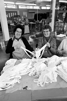 Ladies testing panti-girdles. February 1975 75-01091-009