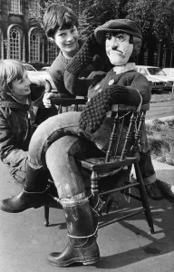 Bonfire Night Prints: Two lads with a rather grumpy Guy seen here on the streets of Cardiff 29th October 1979