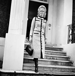 01253 Prints: Lady Antonia Fraser wearing a tweed outfit outside her West London home