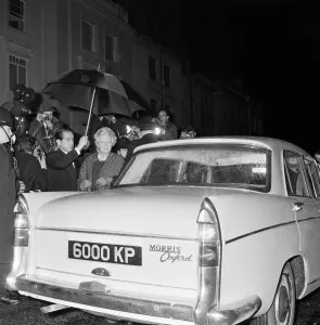 Lady Churchill going out during Sir Winston Churchills illness. 16th January 1965