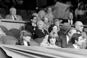 Lady Diana Spencer with Ex-King Constantine of Greece watching the Mens Singles semi