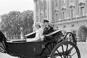 Balcony Prints: Lady Diana Spencer joins Prince Andrew in the carriage as they leave Buckingham Palace