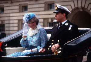 Lady Diana Spencer and Prince Andrew during the trooping the colour ceremony in London